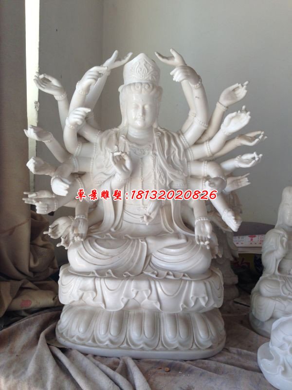 千手觀音石雕，漢白玉千手觀音雕塑