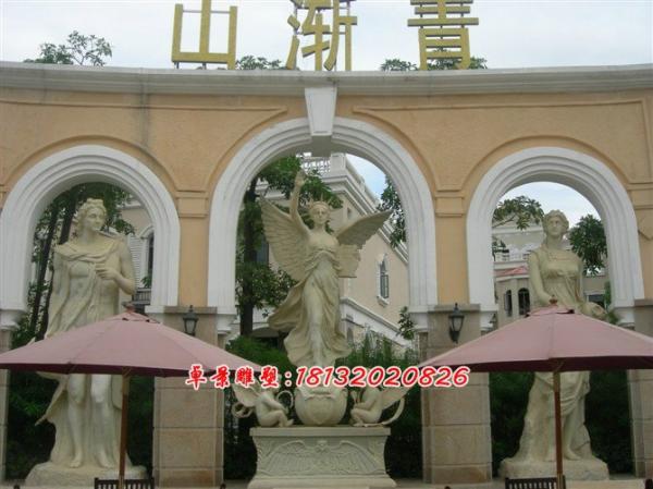 天使石雕，漢白玉天使雕塑