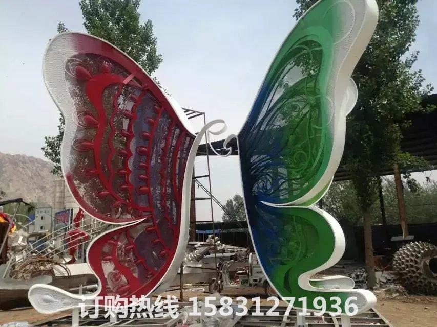 不銹鋼蝴蝶雕塑，廣場彩色蝴蝶不銹鋼雕塑