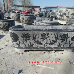 青石花盆，仿古石水盆