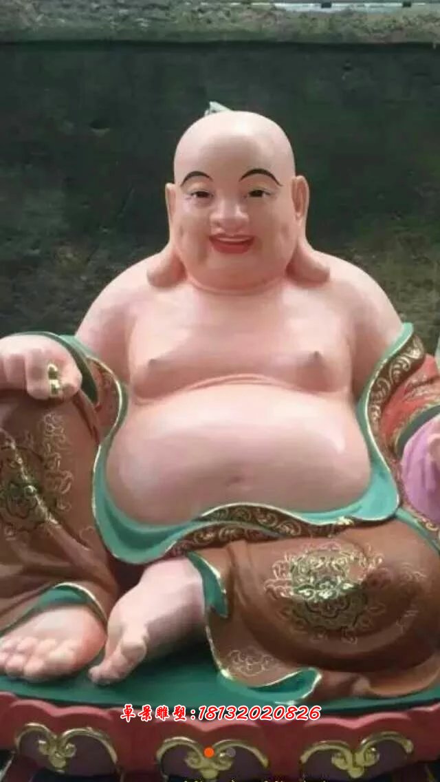 玻璃哈剛彩繪佛像，玻璃鋼彌勒佛(2)