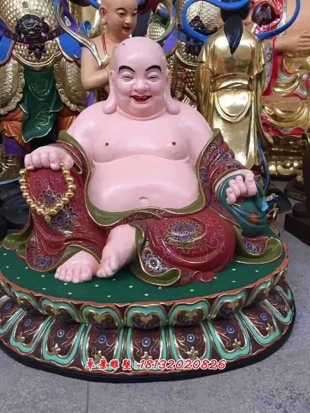 玻璃哈剛彩繪佛像，玻璃鋼彌勒佛