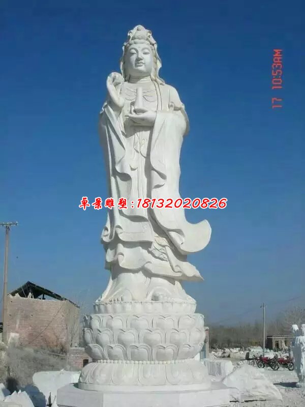 觀音菩薩石雕，漢白玉觀音菩薩雕塑，立式觀音菩薩雕塑 (1)