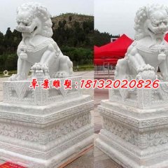 獅子石雕，漢白玉門獅雕塑