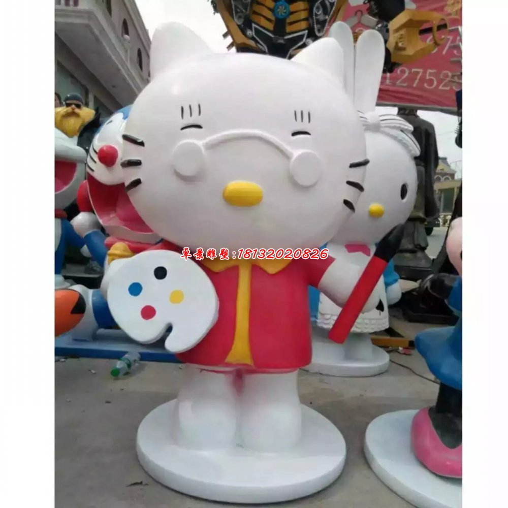小貓玻璃鋼雕塑，卡通小貓雕塑 (2)