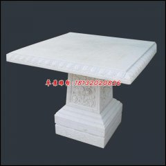 石雕方桌，漢白玉方桌雕塑