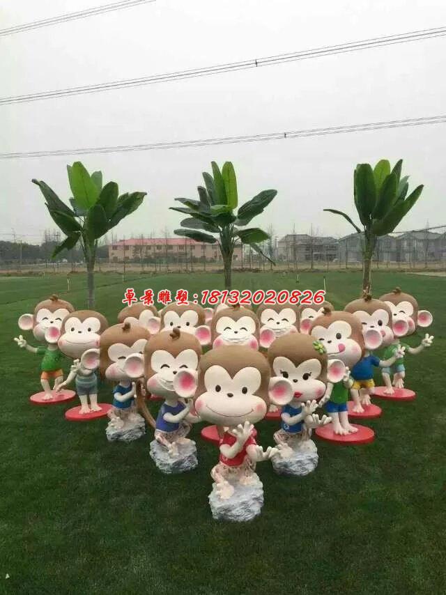 玻璃鋼小猴子雕塑，卡通動(dòng)物雕塑(5)