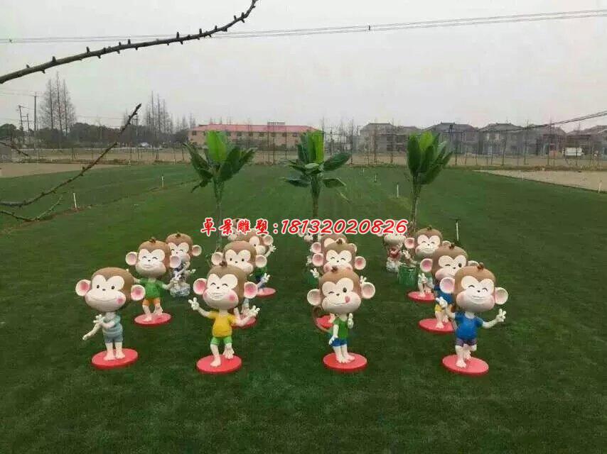 玻璃鋼小猴子雕塑，卡通動(dòng)物雕塑