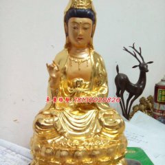 觀音銅雕，貼金觀音銅雕塑