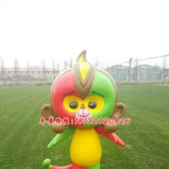 玻璃鋼吉祥物小猴雕塑，卡通雕塑