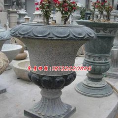 石雕花盆，青石花盆雕塑