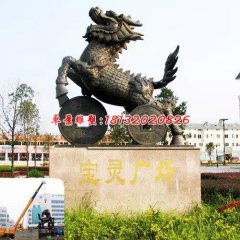 銅雕麒麟，廣場動物雕塑