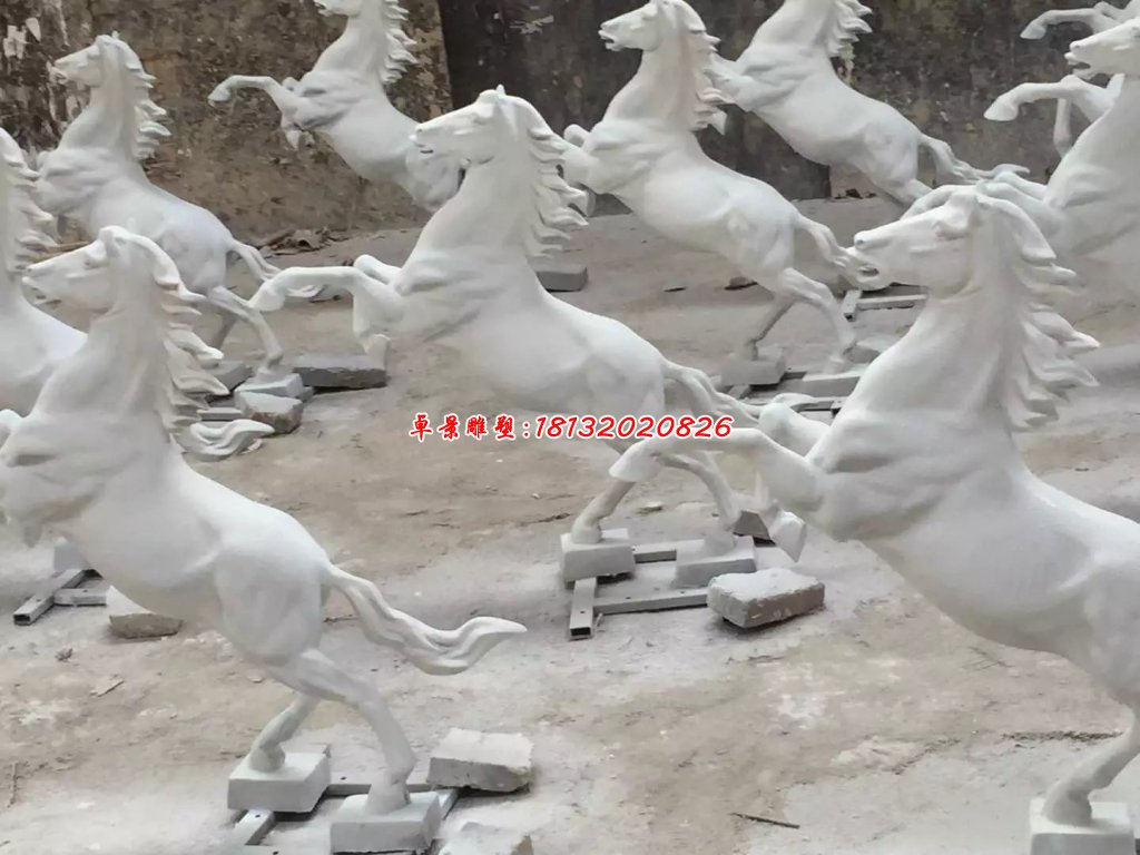 石雕馬，漢白玉馬雕塑 (1)