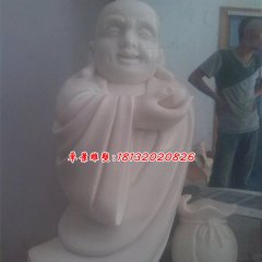 布袋和尚石雕，漢白玉彌勒佛