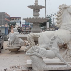 石雕馬，馬踏祥云石雕，漢白玉馬踏祥云雕塑
