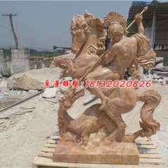 西方戰(zhàn)士石雕，晚霞紅西方人物石雕