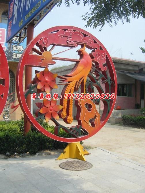 不銹鋼鳳凰雕塑，景觀不銹鋼雕塑