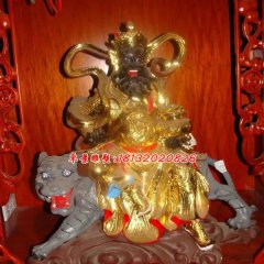 玻璃鋼騎虎財(cái)神雕塑，玻璃鋼貼金財(cái)神雕塑