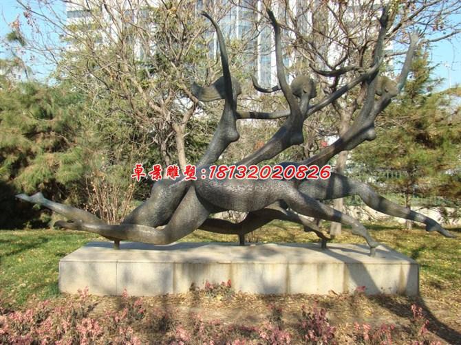 奔跑銅雕，公園抽象人物銅雕