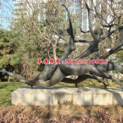 奔跑銅雕，公園抽象人物銅雕