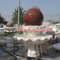 風(fēng)水球石雕，晚霞紅風(fēng)水球噴泉石雕