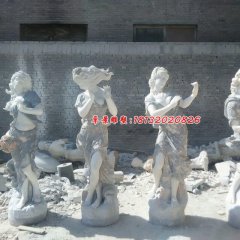 吹拉彈唱石雕，漢白玉西方人物石雕