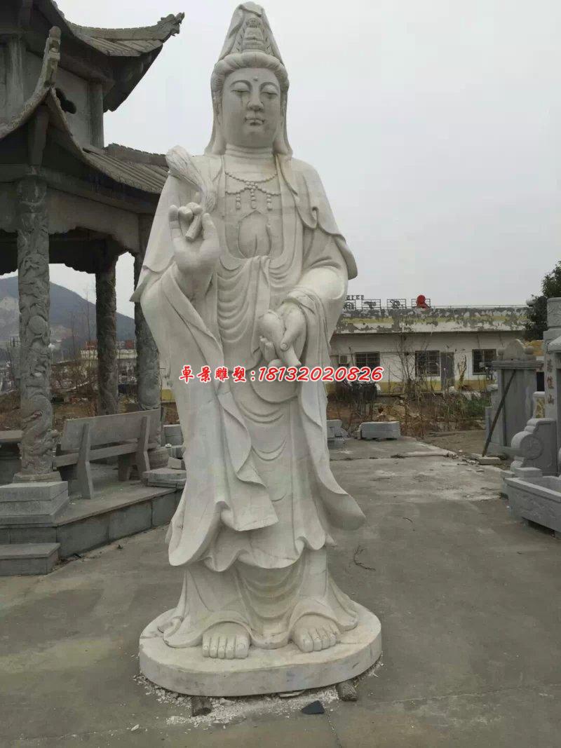觀音菩薩石雕，大理石立式觀音雕塑