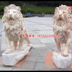 西洋獅石雕，晚霞紅匯豐獅石雕