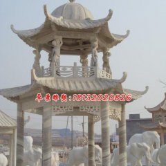 雙層涼亭石雕，大理石涼亭雕塑