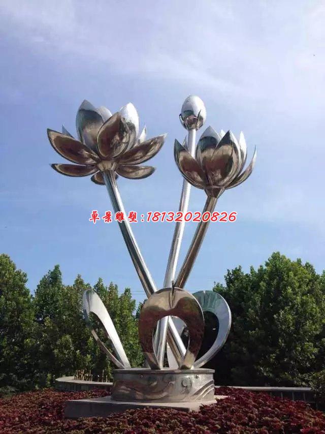 不銹鋼荷花雕塑，公園不銹鋼雕塑
