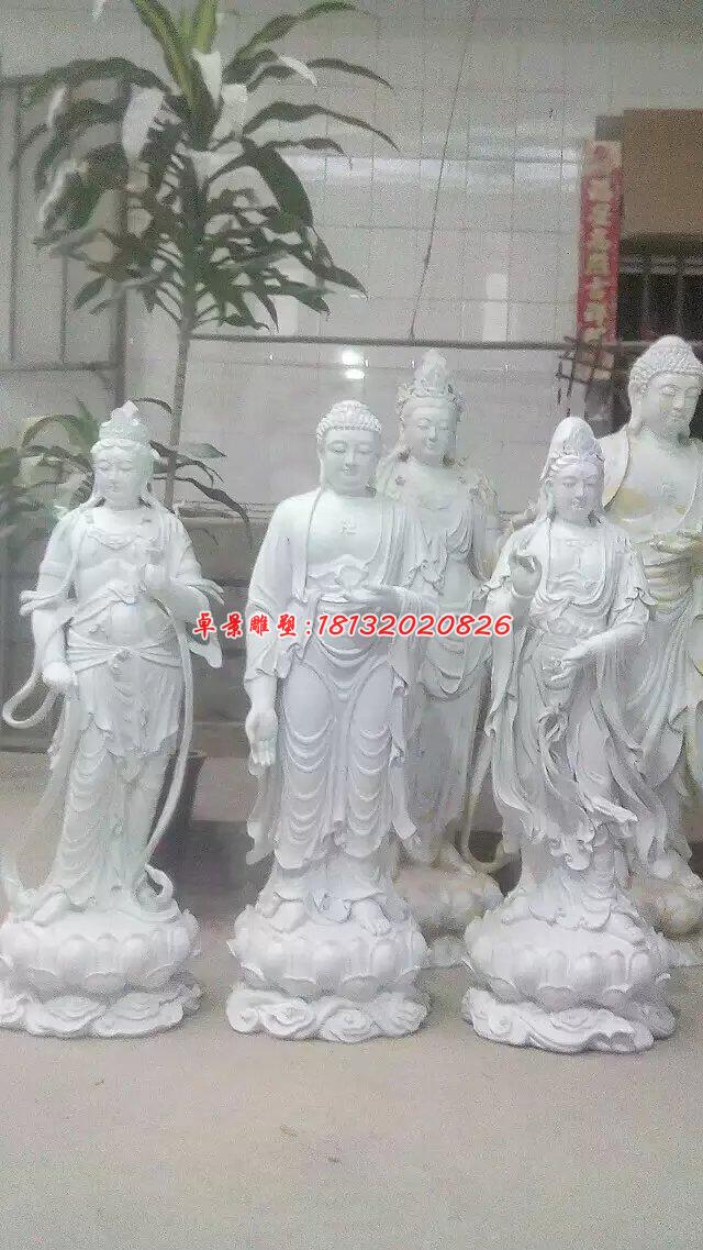 西方三圣石雕，漢白玉佛像石雕