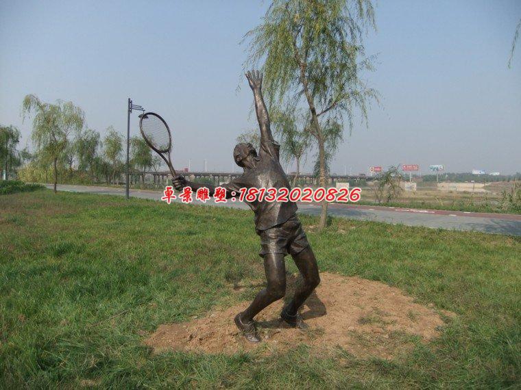 打羽毛球人物銅雕，公園人物雕塑