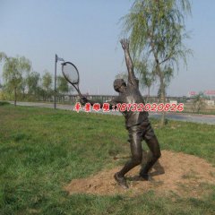 打羽毛球人物銅雕，公園人物雕塑