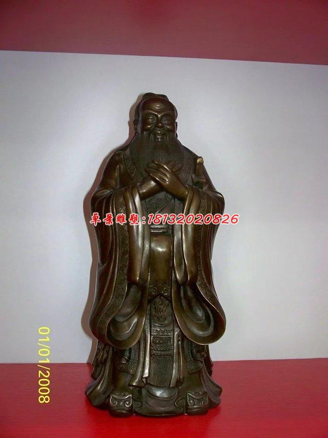 孔子銅雕，校園古代名人銅雕