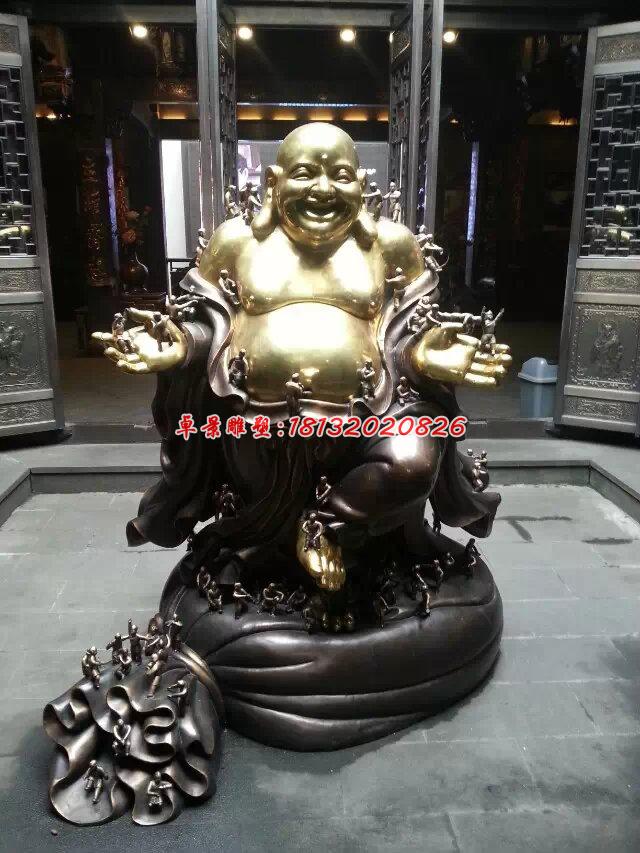 彌勒佛銅雕，貼金彌勒佛雕塑