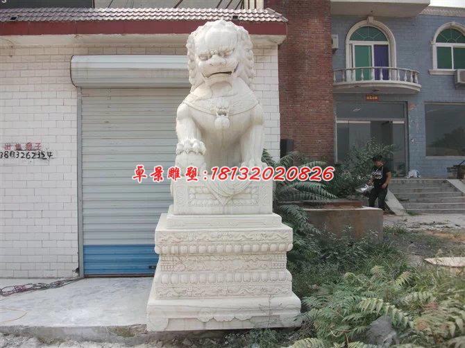 石雕北京獅，踩球石獅子雕塑 (2)