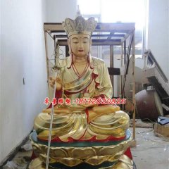 玻璃鋼地藏王雕塑，玻璃鋼貼金雕塑