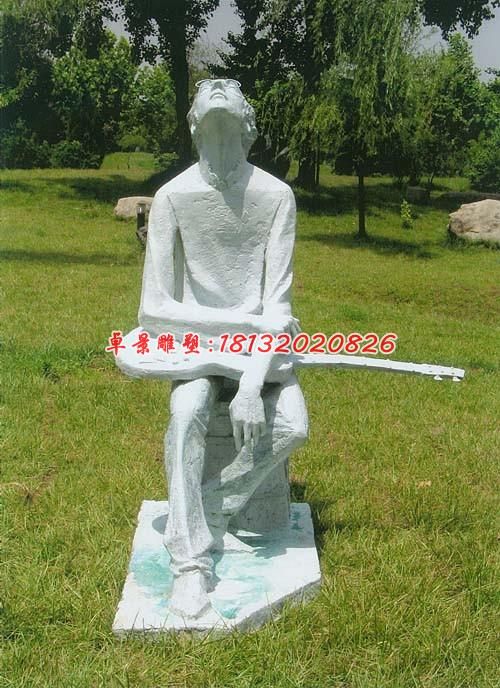 拿吉他的少年雕塑，玻璃鋼人物雕塑