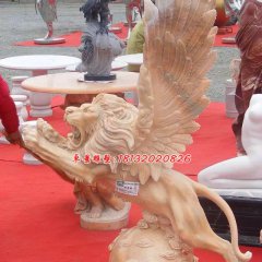 飛獅雕塑，晚霞紅獅子雕塑