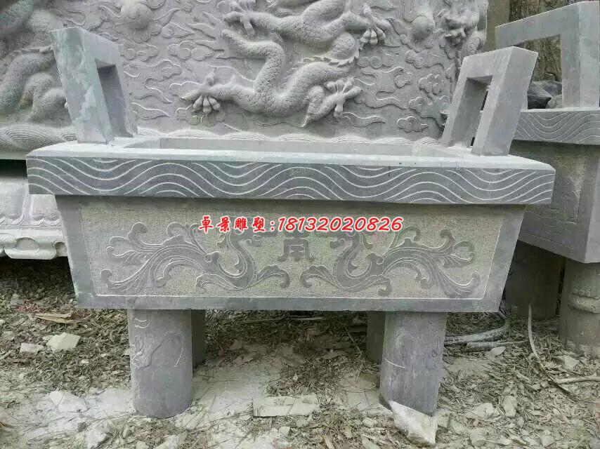 石雕鼎，四腳鼎，香爐石雕