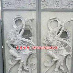 石浮雕，飛天女石浮雕