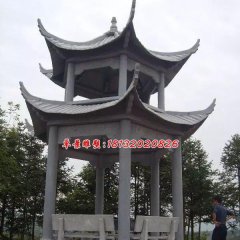 涼亭石雕，青石雙層涼亭雕塑