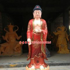 立式如來(lái)佛雕塑，玻璃鋼彩繪佛像