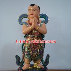 玻璃鋼善財(cái)童子雕塑，彩繪神仙雕塑