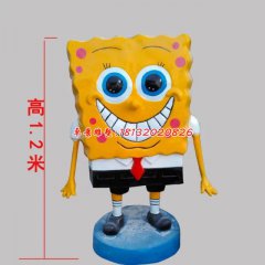 玻璃鋼海綿寶寶雕塑，玻璃鋼卡通雕塑
