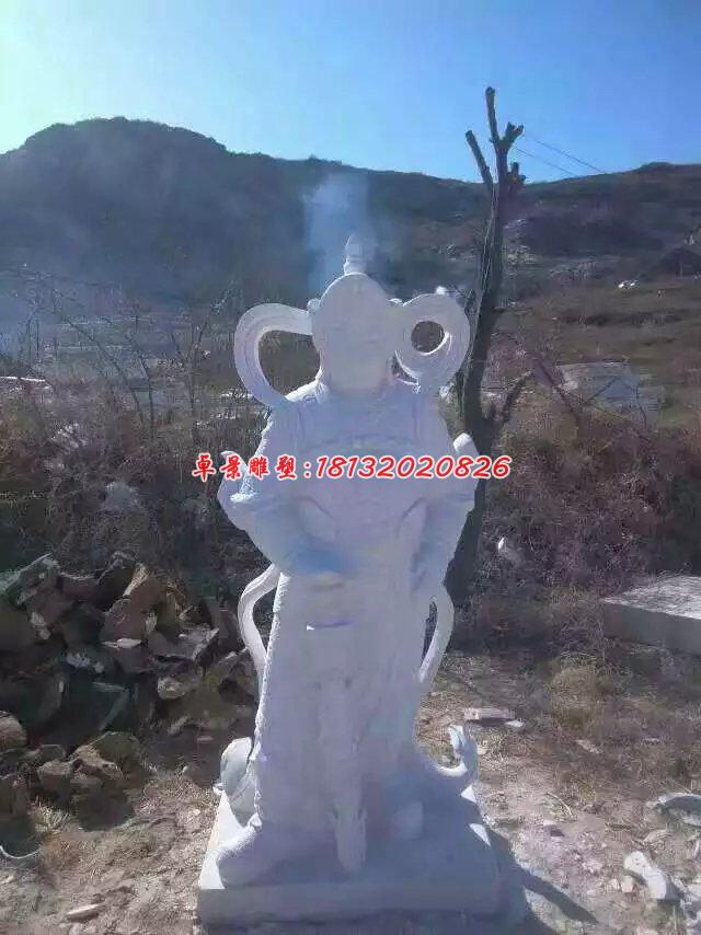 韋陀石雕，漢白玉韋陀菩薩雕塑
