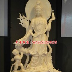 石雕觀音菩薩，漢白玉觀世音雕塑