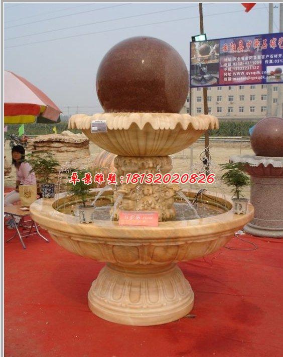 風(fēng)水球石雕，晚霞紅風(fēng)水球噴泉