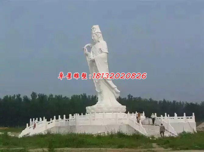 觀世音石雕，漢白玉大型觀音石雕