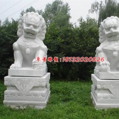 獅子石雕，漢白玉北京獅